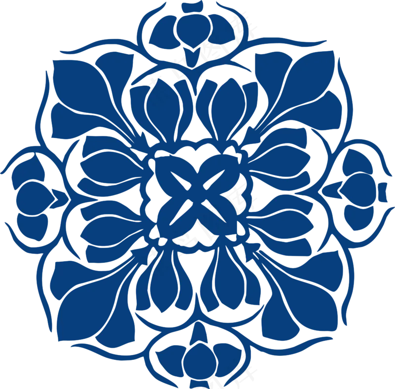 古代青花瓷图案花纹中国风图案祥云纹理传统图腾PNG免扣素材