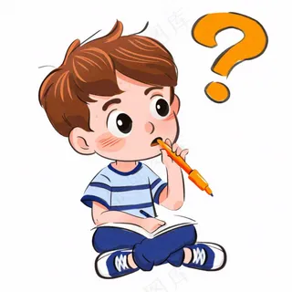 学生思考问题问号学习人物卡通插画免抠