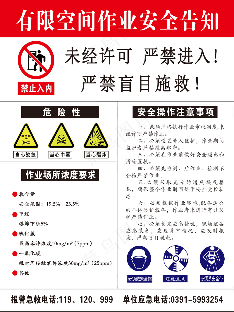 有限空间作业安全告知psd模版下载