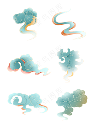国潮敦煌云纹祥云插画免扣素材 (146)