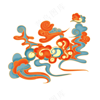 国潮敦煌云纹祥云插画免扣素材 (44)