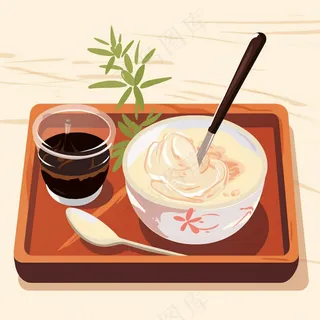 下午茶甜点饮料卡通插画背景