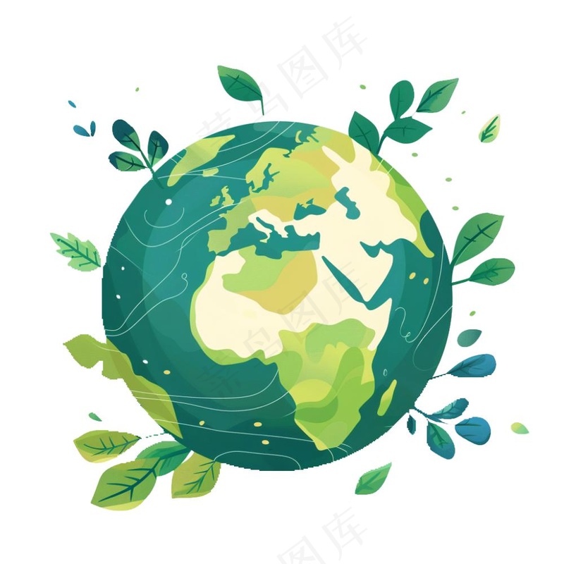 世界地球保护环境绿色卡通插画免抠