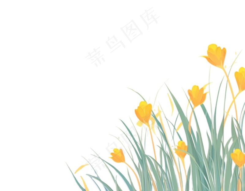 春天花丛草丛卡通插画免抠(1248x976)