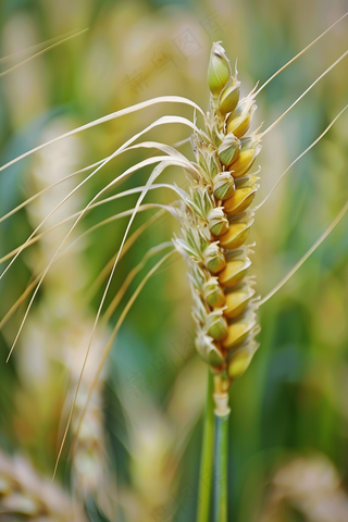 金秋麦芒麦穗秋收摄影图