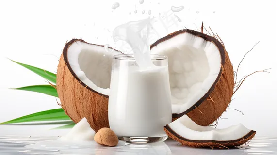 白色新鲜椰奶与椰子摄影图