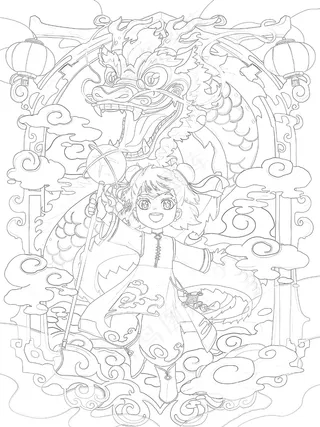 新年舞龙儿童画图片素材 (62)