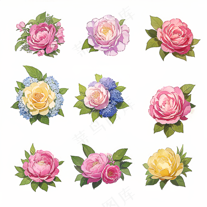 红色黄色粉色玫瑰花免抠素材190