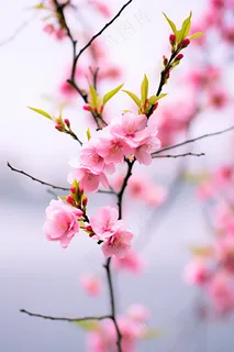 春日樱花红海棠摄影图