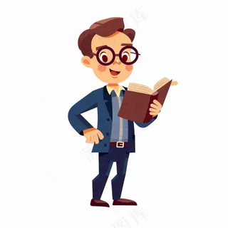 男教师教授老师教书人物卡通插画免抠