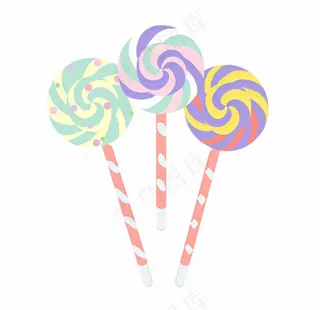 彩色棒棒糖卡通插画免抠