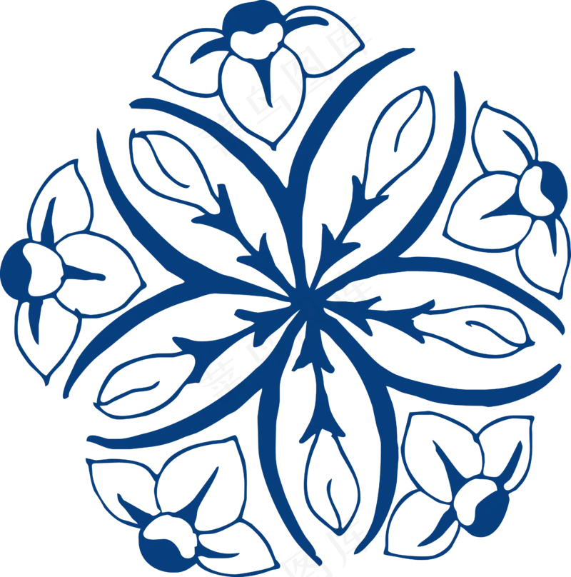 古代青花瓷图案花纹中国风图案祥云纹理传统图腾PNG免扣素材