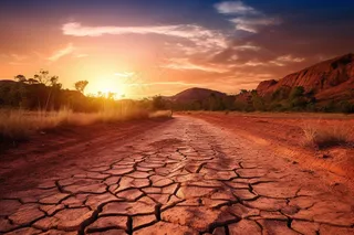 缺水干裂的土地地面干枯摄影图