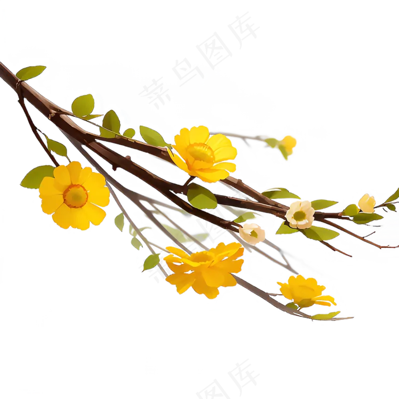 黄色 唯美 手绘 免抠 PNG 花 植物 素材28