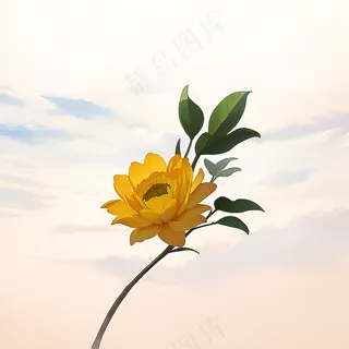 白色黄色手绘新中式风格花植物87