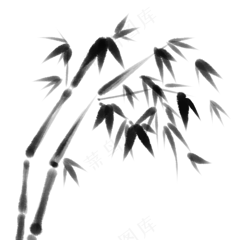 中国风水墨竹子图片古风竹叶竹林水彩手绘插画PNG免扣设计