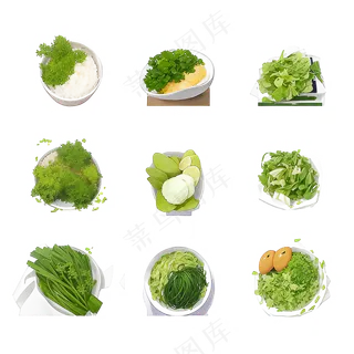 绿色手绘水果养生菜免抠素材127