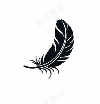 黑色羽毛笔卡通插画免抠