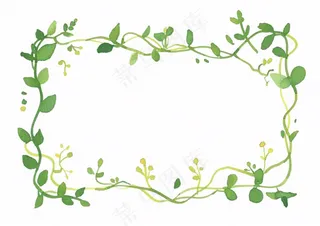 绿叶花环卡通边框免抠