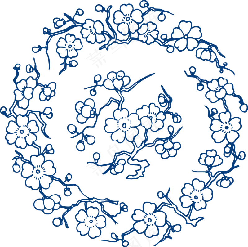 古代青花瓷图案花纹中国风图案祥云纹理传统图腾矢量AI设计免扣素材