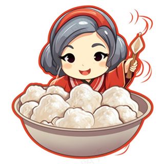 混沌饺子汤圆女孩可爱卡通插画免抠