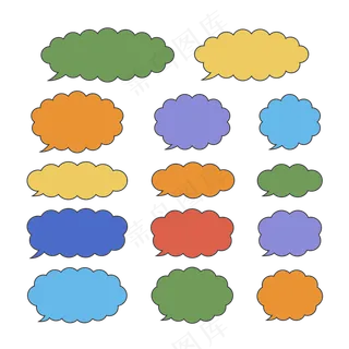 卡通聊天对话方框气泡可爱边框PNG透明免抠装饰图案 PS设计