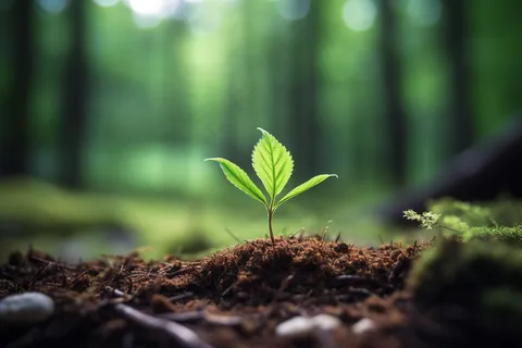 春天破土出的嫩芽摄影图