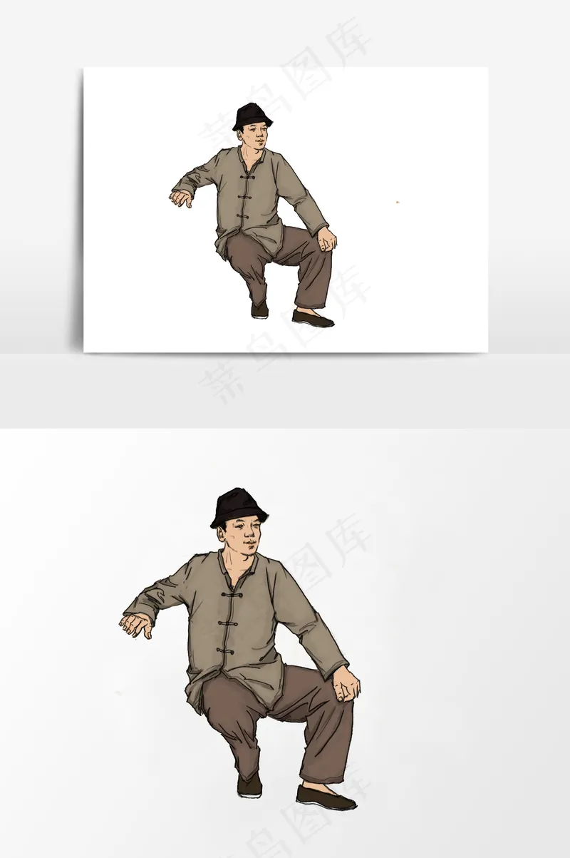 插画丨国风人物丨劳动者013丨PPT插图