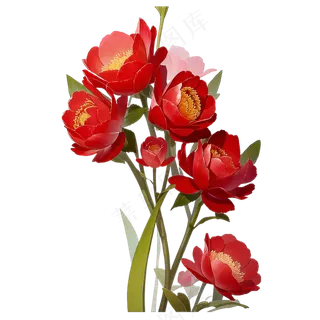 红色海棠花写实手绘练习作品16