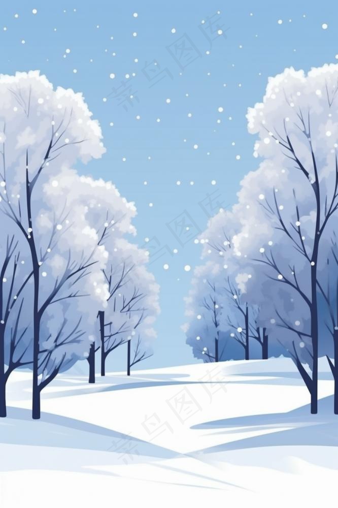 清新蓝色雪景背景