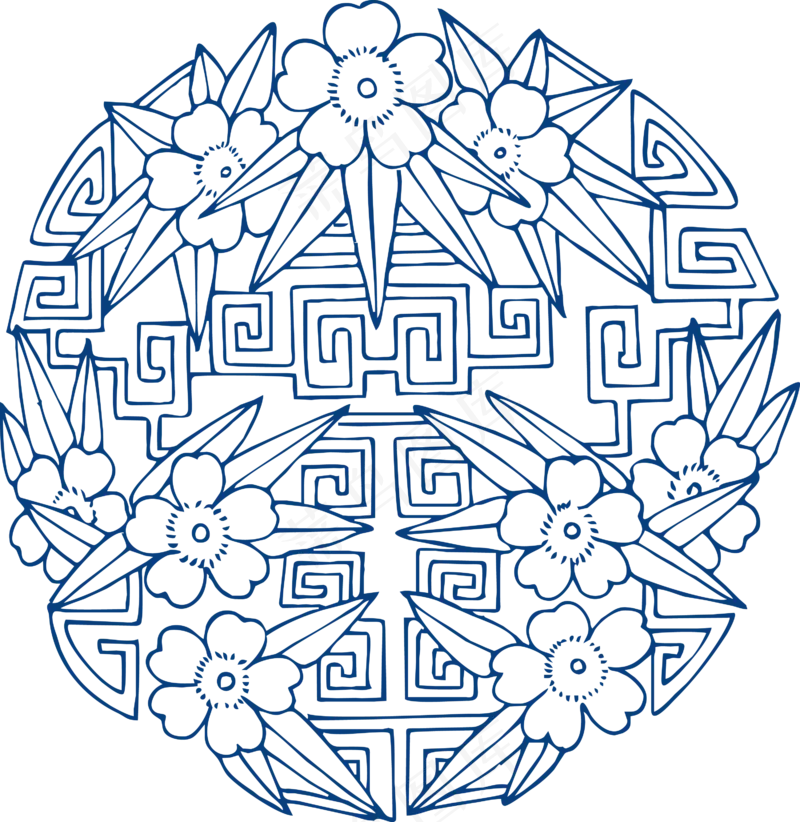 古代青花瓷图案花纹中国风图案祥云纹理传统图腾矢量AI设计免扣素材