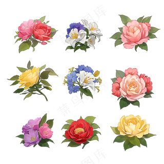 红色黄色粉色玫瑰花免抠素材138