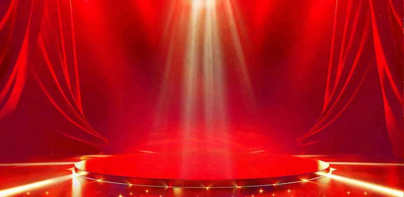 红色展台舞台金光线性节日庆祝喜庆背景国庆春节建军(1568x768)