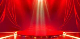 红色展台舞台金光线性节日庆祝喜庆背景国庆春节建军