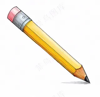 铅笔黄色学习工具卡通插画免抠