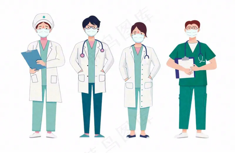 医生一群医务工作者卡通插画免抠(1344x880)