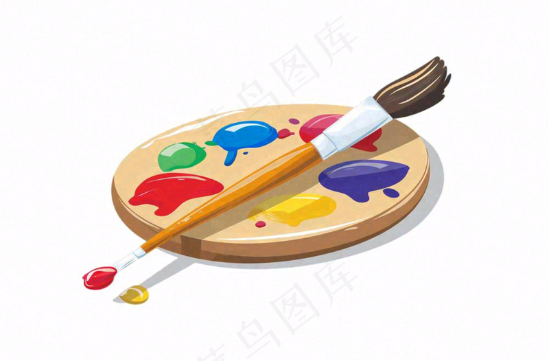 调色盘美术画画卡通插画免抠(1360x896)