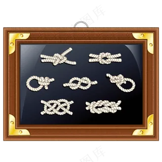 白色绳结与相框装饰元素矢量免扣AI素材