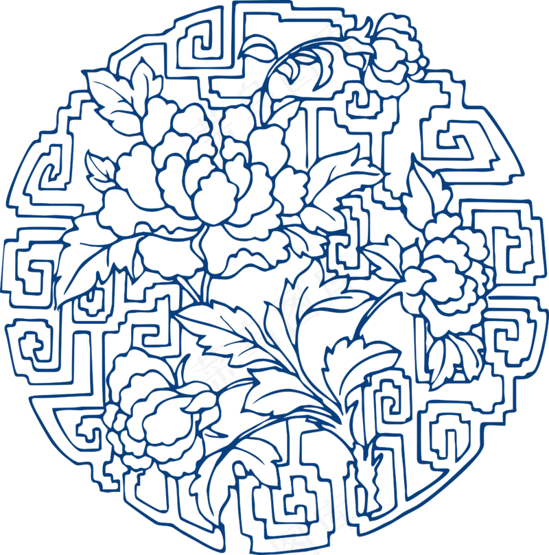古代青花瓷图案花纹中国风图案祥云纹理传统图腾矢量AI设计免扣素材