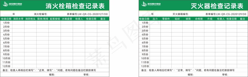 消防检查表cdr矢量模版下载