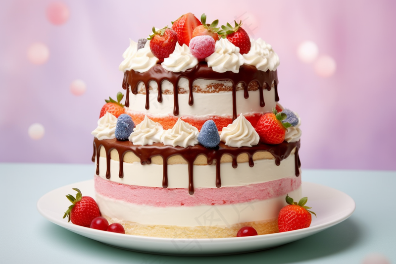 生日蛋糕水果蛋糕奶油节日甜点摄影图