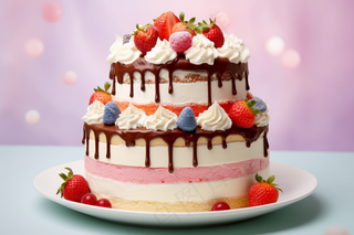 生日蛋糕水果蛋糕奶油节日甜点摄影图