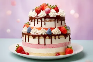 生日蛋糕水果蛋糕奶油节日甜点摄影图