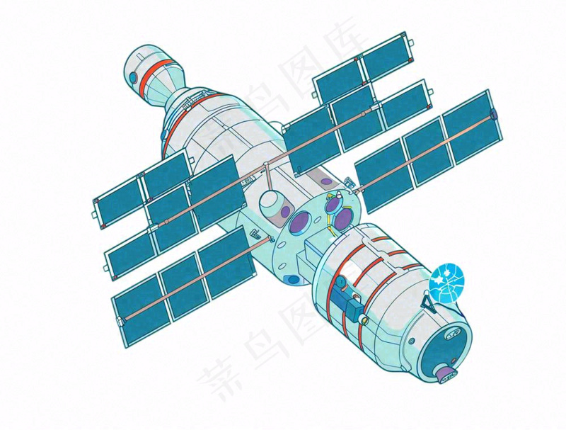 卫星探测器航空卡通插画免抠(1264x960)