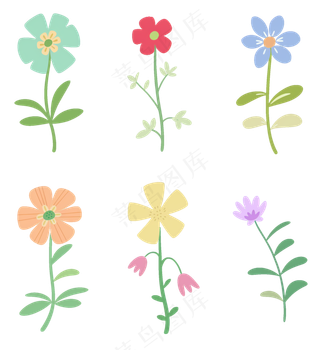 扁平花卉一组2 透明底免抠