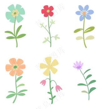 扁平花卉一组2 透明底免抠