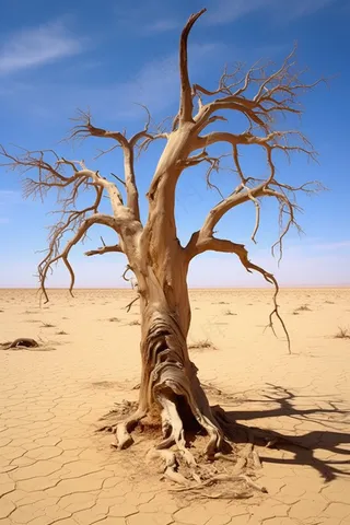 干旱干枯树木缺水干裂土地摄影图