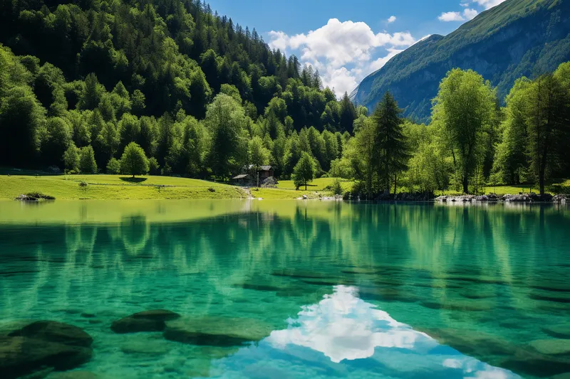 户外森林湖面湖水