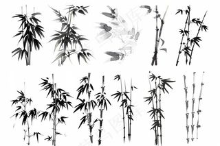 竹子竹林水墨画中国风元素插画免抠