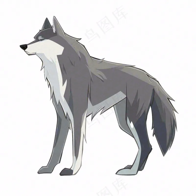 狼灰狼动物卡通插画免抠(1024x1024)